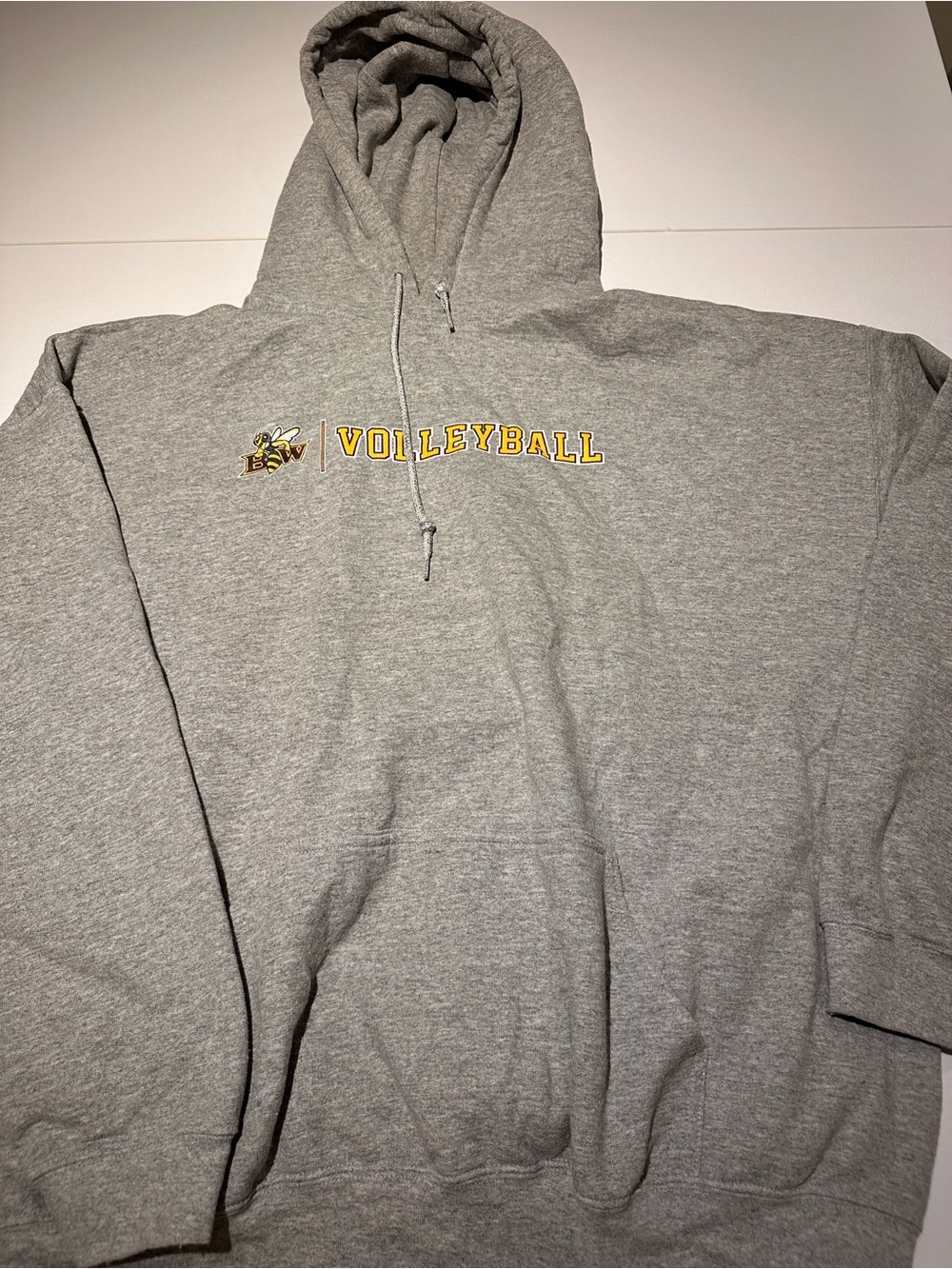 Gildan Gray Volleyball Pullover Hoodie with Yellow Logo